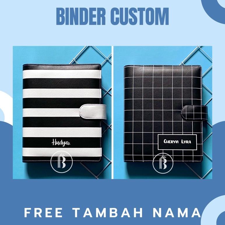 

BINDERMU CUSTOM BLACK AND WHITE MONOCHROME FREE TAMBAH NAMA 20RING A5 26R B5 6R A6 PLANNER AGENDA BINDER HOLES TERLARISS...,,,,,