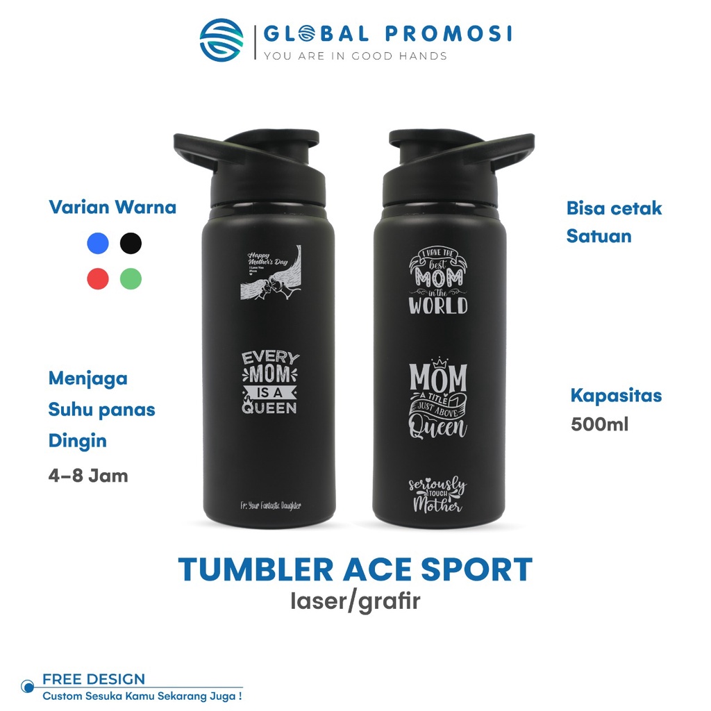 Botol Minum Sepeda Custom Sport Tumbler 500ml Laser Grafir Murah