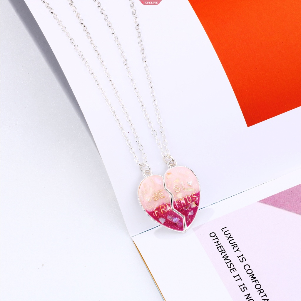 Bff Baru 2buah Warna Gradasi Hati Patchwork Liontin Rantai Halus Dan Indah BFF Kalung Persahabatan Untuk Teman [ZXL]