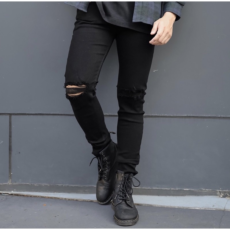 Celana Panjang Pria Biker Jeans Polos Slimfit Stretch Melar Grey Sandwash Distro Denim Premium