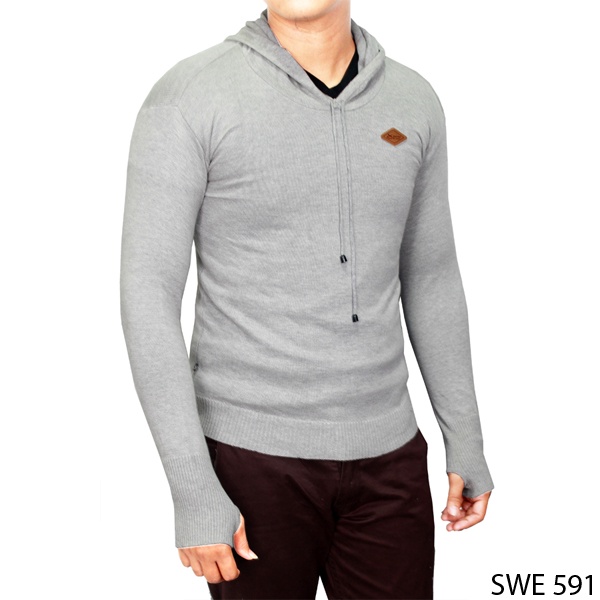 Sweater Cardigan Pria Rajut Abu Tua - SWE 577