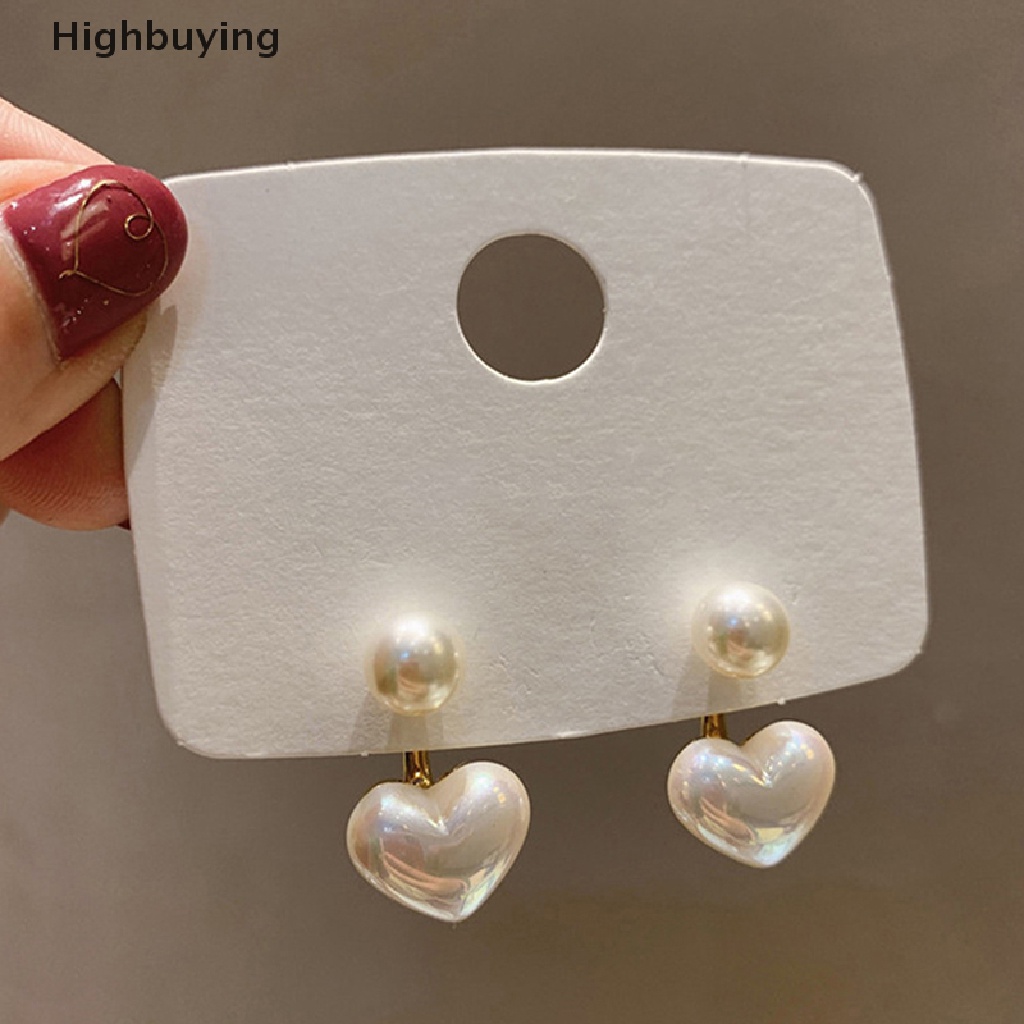 Hbid 1pasang Fashion Dikontrak Hati Mutiara Anting Halus Joker Manis Elegan Temperamen Wanita Drop Earrings Hadiah Glory