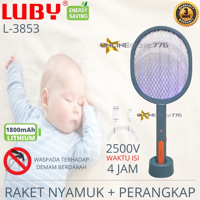 RAKET NYAMUK LUBY L3853 / PERANGKAP NYAMUK LUBY L-3853 / RECHARGEABLE