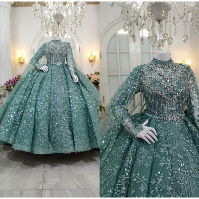 GAUN PENGANTIN BARBIE GOTIK MEWAH BEREKOR //GAUN WEDDING MODERN