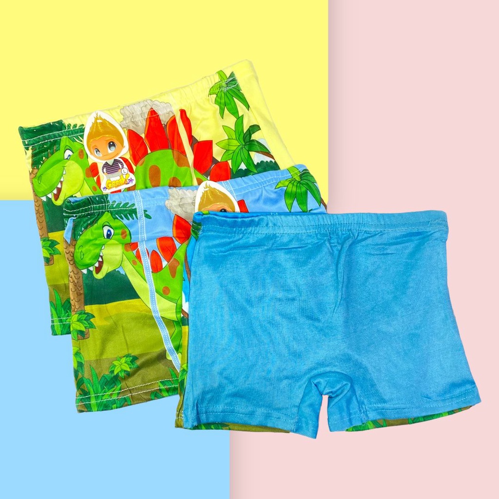 GO! CP8544 Celana pendek Dino Boxer Anak Laki laki cowok motif kartun animal hewan dinosaurus lucu