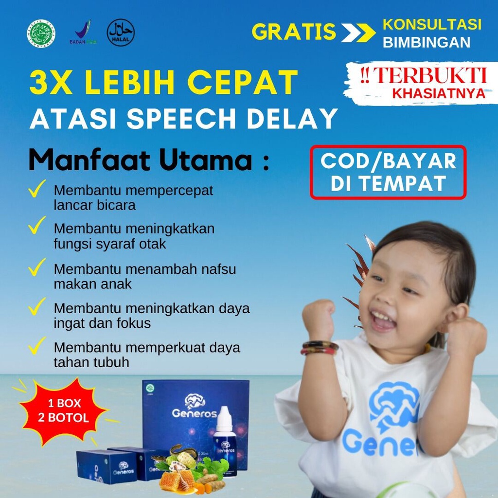 GENEROS Speech Delay Original Vitamin Otak Kecerdasan Anak Obat ADHD Terlambat Lancar Bicara BPOM