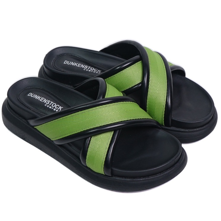 SARASARA YUK - Dunkenstock ZOEY Sandal Wanita Silang Tinggi 5cm Size 36 - 40 Selop Tidak Licin Sendal Beleza Wedges Slop Birken Rumah Belleza 37 38 39 Warna Green Hijau Sara Sara Kekinian Premium Terbaru Shoes Ori Original Mall Official Store