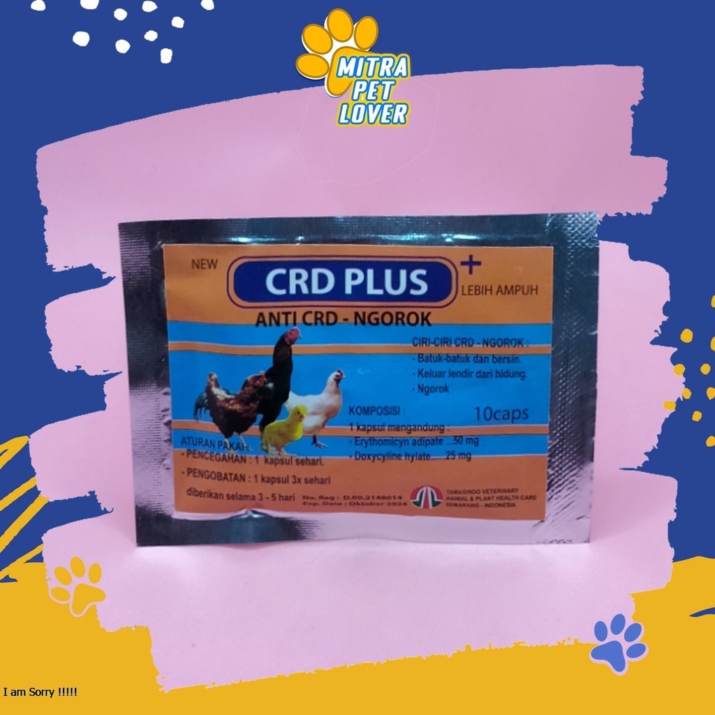 ANTI NGOROK PADA AYAM - CRD PLUS AYAM CAPSULE - 10 CAPSUL MENYEMBUHKAN BATUK MENGHILANGKAN LENDIR DARI HIDUNG MURAH ASLI GARANSI KUALITAS ORIGINAL - PET ANIMAL HEALTHCARE &amp; VETERINARY TAMASINDO OBAT KAPSUL KESEHATAN &amp;  VITAMIN TERNAK HEWAN  MITRAPETLOVER