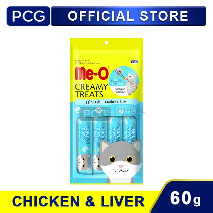 (3 x ) Meo Creamy Treats Snack Kucing Chicken &amp; Liver Flavor 4x15gr