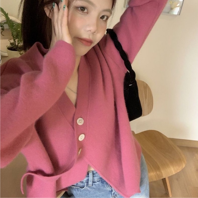 Knit Cadigan Wanita Polos Lengan Panjang Oversize Style Outer Rajut
