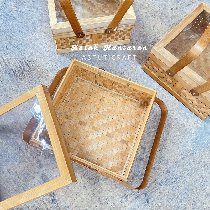 RANTANG BAMBU TRANSPARAN BOX HANTARAN PARSEL TUTUP MIKA TANPA PITA /parsel bambu/rantang/hampers