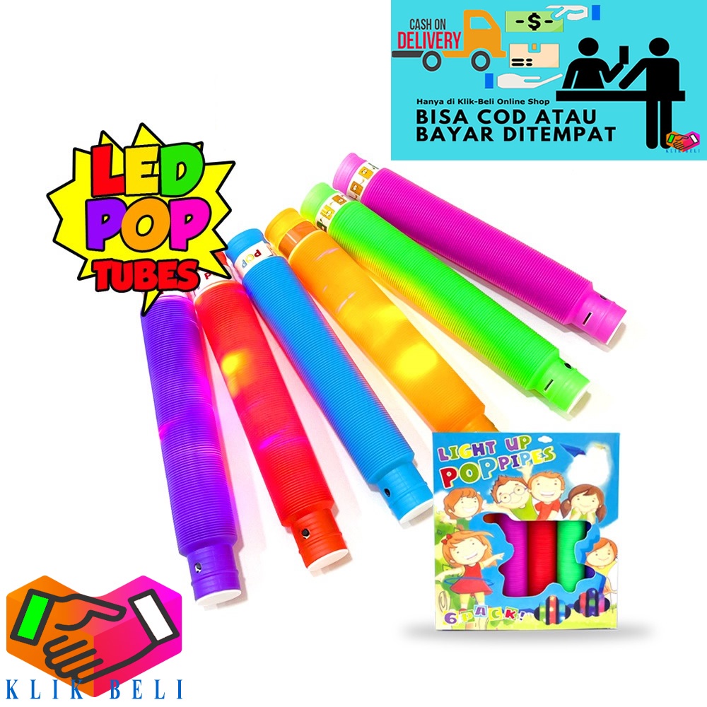 Selang LED Pop Light Up Tubes Pipes Mainan Viral Anak Pesta Lampu Stick Pipa Fidget Toy