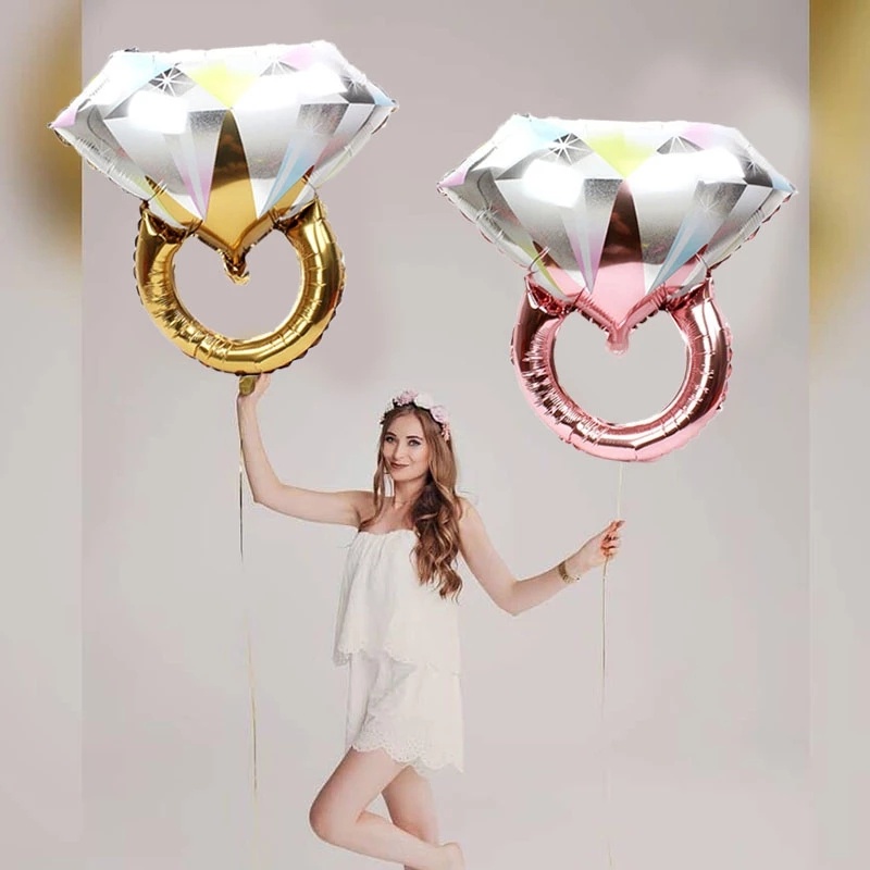 Balon Aluminium Foil Bentuk Cincin Berlian/Balon Cincin Berlian Hias Pesta Valentine Pernikahan