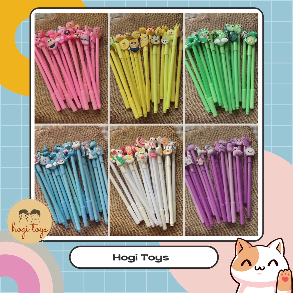 

1 Lusin Set Pulpen Gel Motif Isi 20 Pcs Free Tempat Pensil Transparan