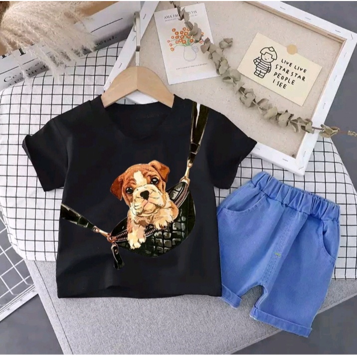 BISA COD FASHION BAJU ANAK MODEL TERBARU MOTIF HEWAN DOG DENIM SETELAN ANAK USIA 1-5THN ANAK LAKI-LAKI DAN PEREMPUAN OOTD PAKAIAN ANAK BEST SELLER TRENDY DAN TERPOPULER