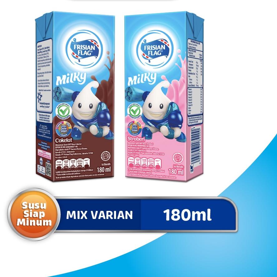 

ャ Frisian Flag UHT Milky Cokelat 180ml + Frisian Flag Milky UHT Stroberi 180ml ↖