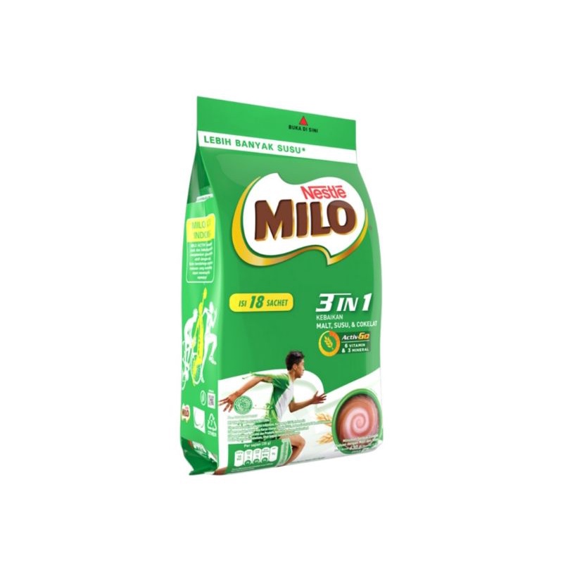 

Milo 3in1 Activ-Go Minuman Serbuk Coklat Isi 18 Sachet x 34g