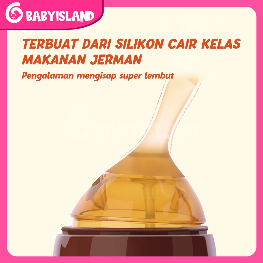 Botol susu bayi Silikon Leher Lebar Newborn (WIDE NECK) Warna Coklat | Botol Bayi dengan sedotan