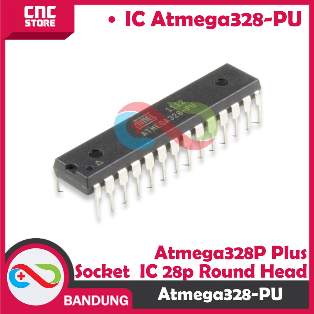 PAKET BUNDLING IC ATMEGA328P WITH SOCKET IC DIP-28 ROUND HEAD