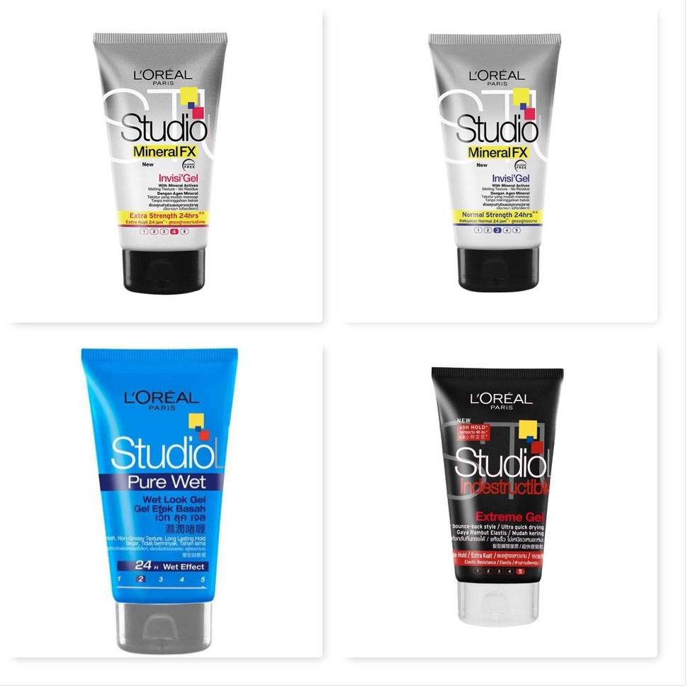 ((No)(T27T)✔) Loreal Paris Studio Line Hair Gel 150ml Indestructible Hair Gel MineralFX Purewet mura