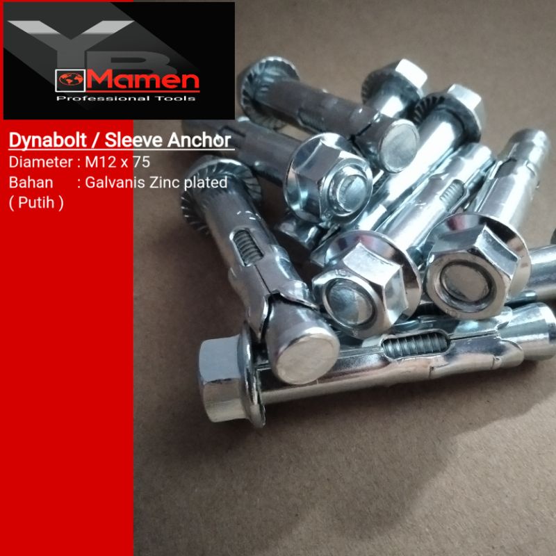 Dynabolt M12x75 / Dinabolt M12x75 Galvanis putih