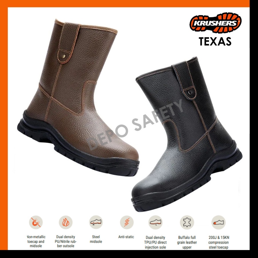 Safety Shoes KRUSHERS Texas Brown Black - Sepatu Safety Krusers Texas Coklat Dan Hitam ORIGINAL 100%