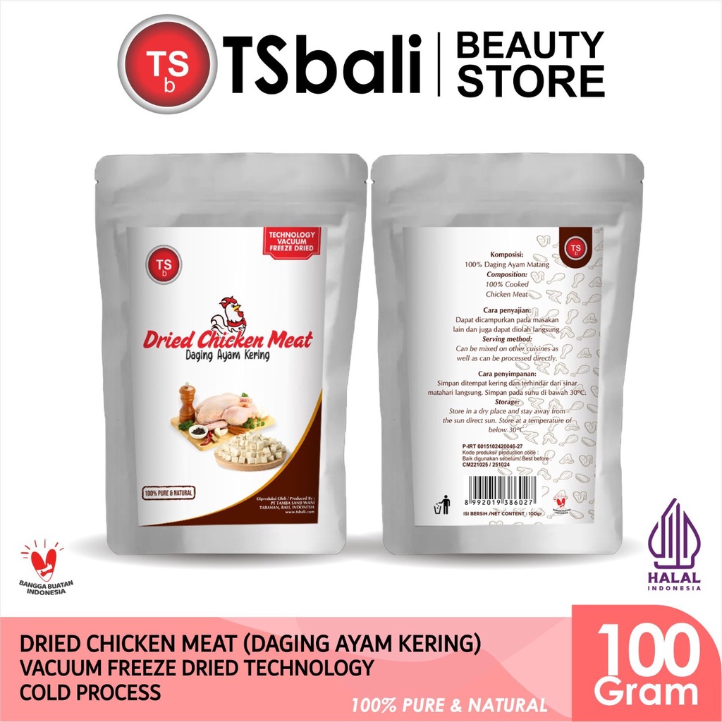 

TSb - Dried Chicken Meat / Daging Ayam Kering Freeze Dried 100gr