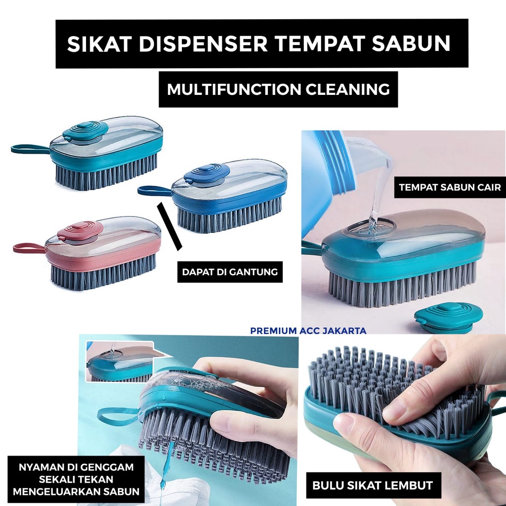 Dispenser Multifunction Cleaning Sikat Pembersih Pakaian / Baju / Lantai / Serbaguna / Sikat Dispenser Sabun Cair