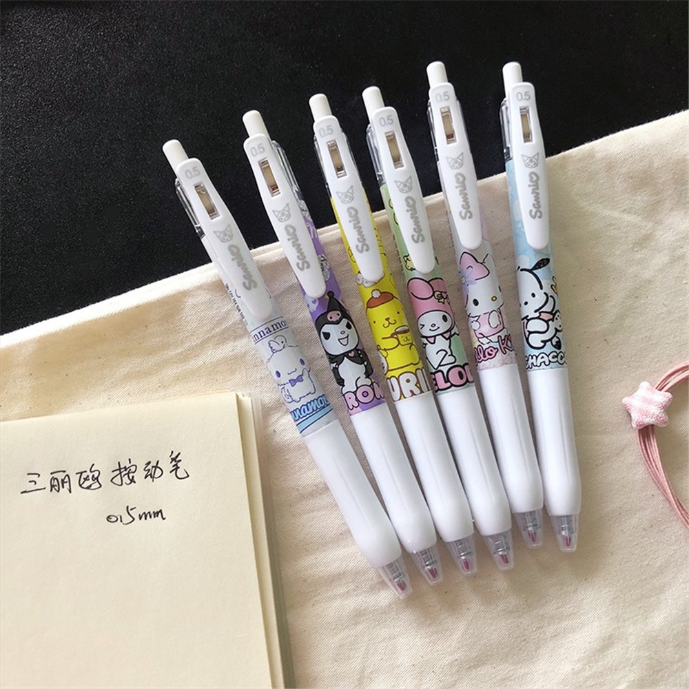 [COD Tangding] 6pcs Lucu Sanrio Siswa 0.5mm Pena Netral Coolomey Jade Guigou Gadis Kartun Pulpen Alat Tulis