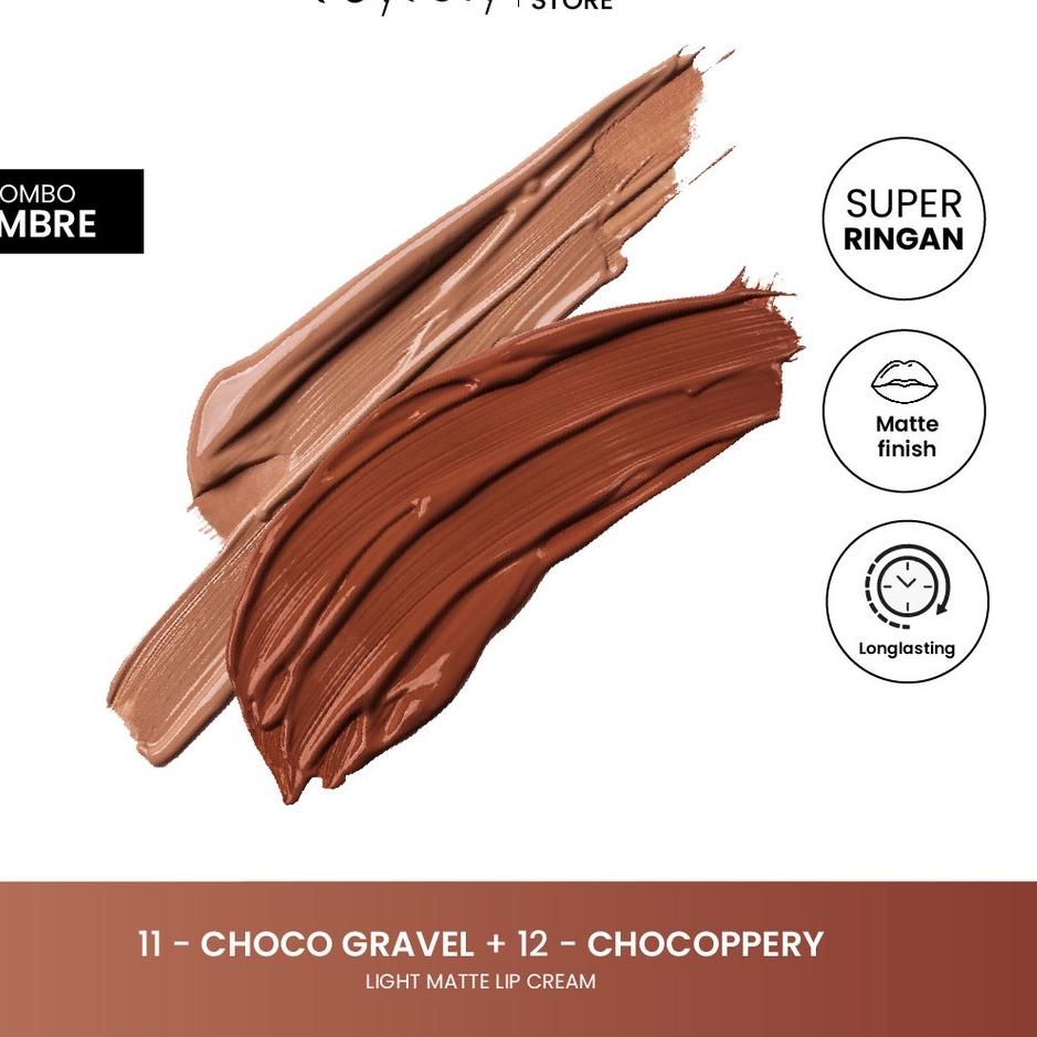 TrxWw3W7 FEYRELY Light Matte Lip Cream Ombre Bundle 11 Choco Gravel + 12 Chocoppery