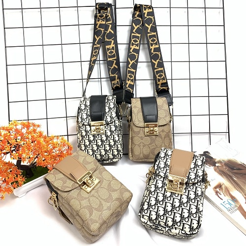 Tas HP Sling Mini Selempang Fashion Wanita Motif Dua Ruang Elegant dan Kekinian