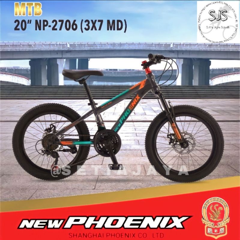 Sepeda Gunung MTB 20 Inch PHOENIX NP-2706 Steel 3x7 Speed New