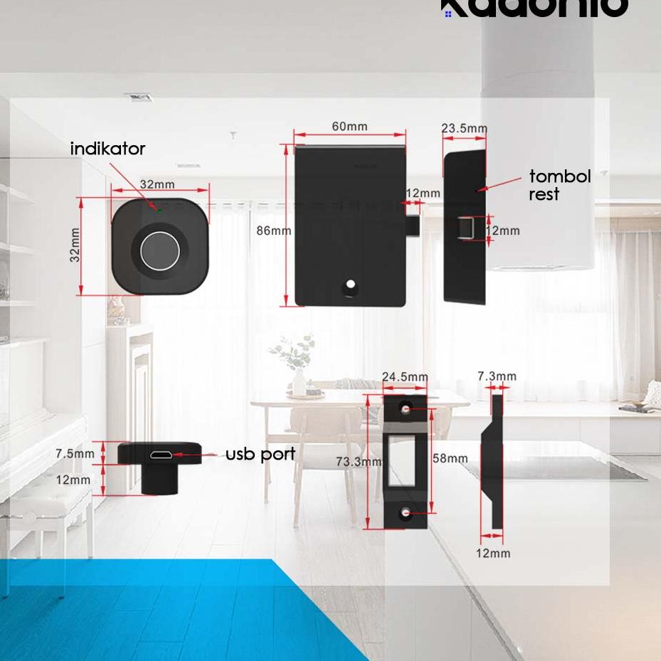 Borong Terkini Kadonio kunci kabinet elektronik Kunci Sidik Jari Elektrik laci lemari Kabinet Kantor kunci lemari sliding kunci lemari kayu