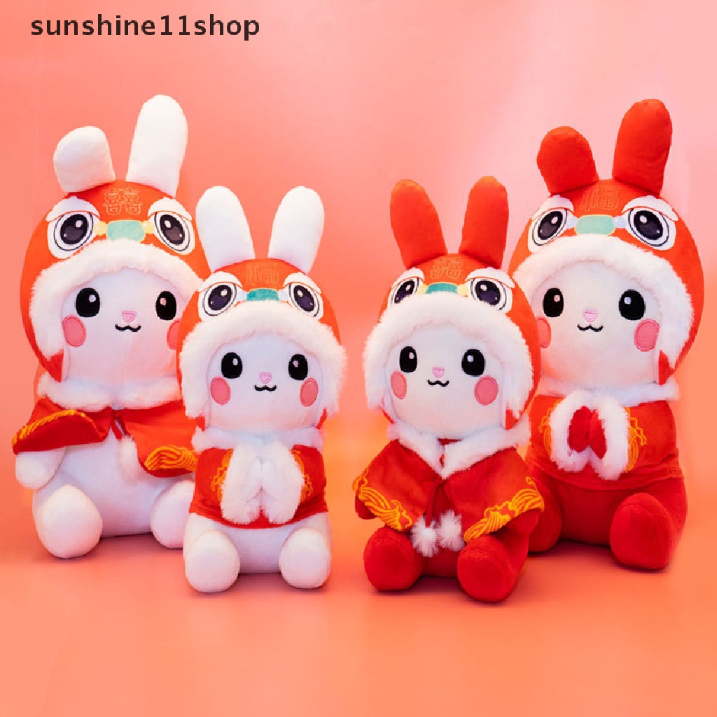 Sho 2023tahun Baru Imlek Shio Merah Jubah Kelinci Mainan Mewah Bunny Maskot Boneka Mewah N