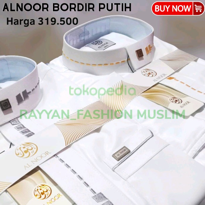 {FamilyStore} JUBAH ALNOOR BORDIR GAMIS AL NOOR - Putih 56L Limited