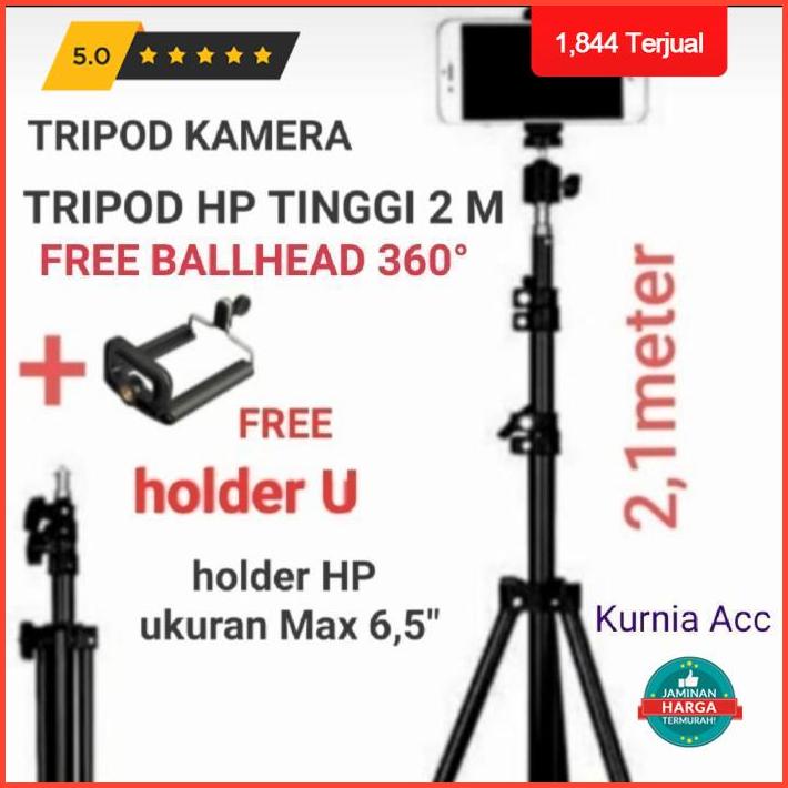Extra Cashback Tripod Hp Dan Kamera 2 Meter / Tripod 2 Meter / Tripod Kamera + Holder Limited