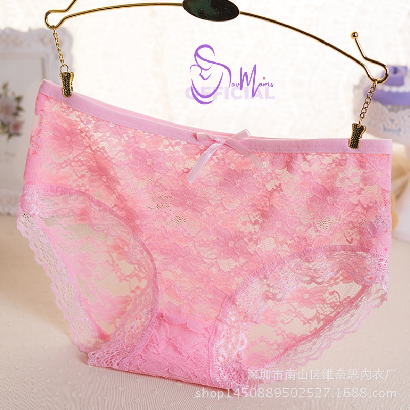 Celana Dalam Wanita Sexy CD Renda Transparan Pakaian Dalam Wanita Underwear Lace Flower One Piece Bahan Adem Lembut Nyaman