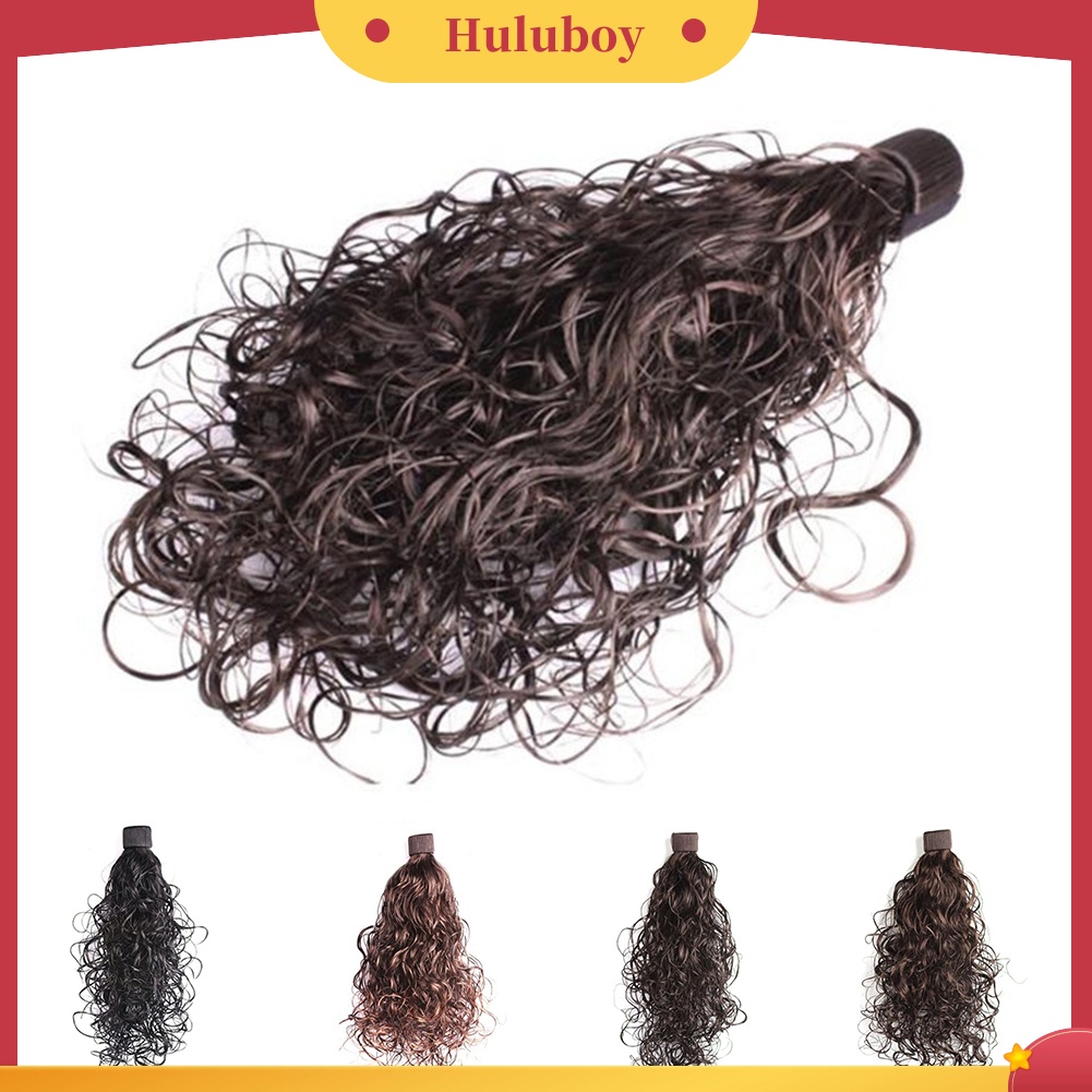 Wig Rambut Ekstensi Model Keriting Warna Solid Bahan Sintetis Untuk Wanita