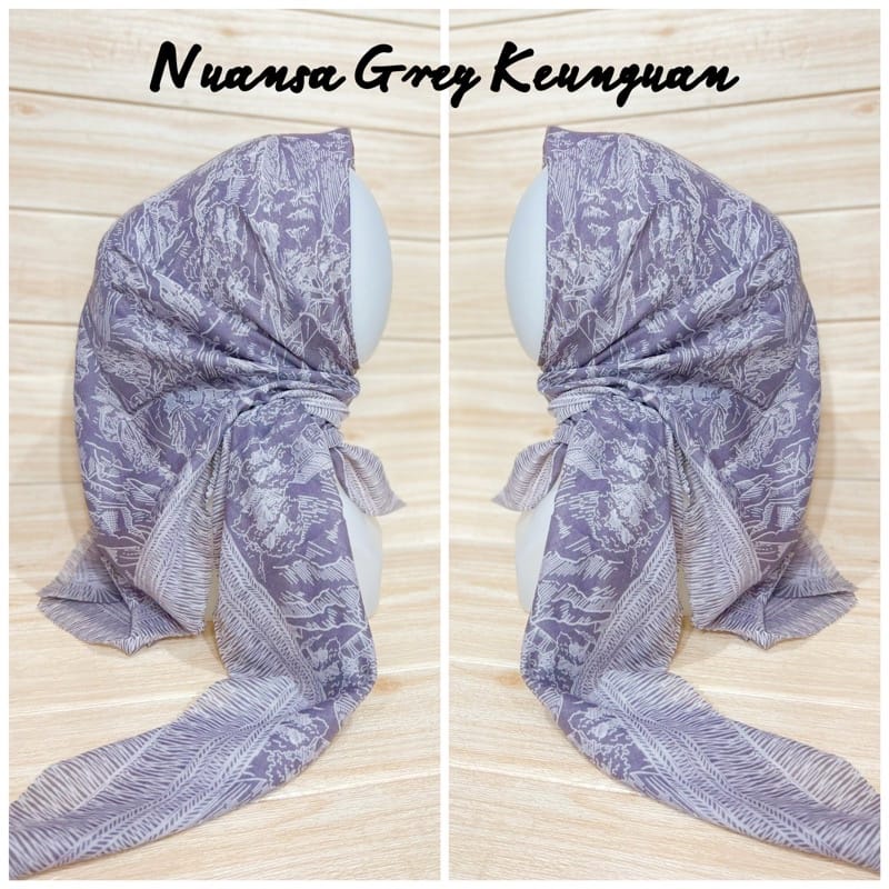 Hijab Voal Motif Premium/ Hijab Voal Segi Empat/ Jilbab Segi Empat Motif Nuansa Grey Keunguan/ Hijab Motif Segi Empat Voal