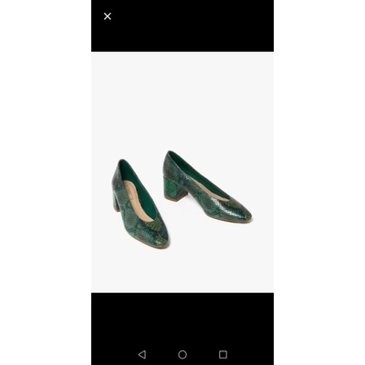 Marks and Spencer - Block Heel Almod Toe Court Shoes - Green Mix