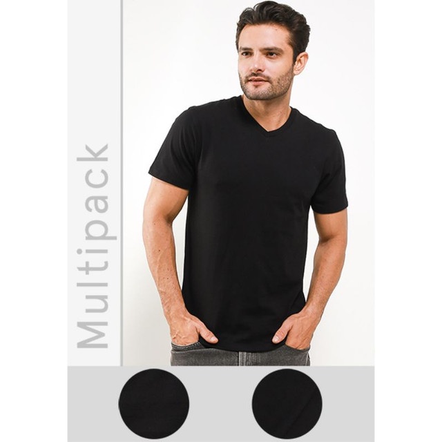 Hush Puppies Kaos Dalam Pria 2 Ss Vneck All Black