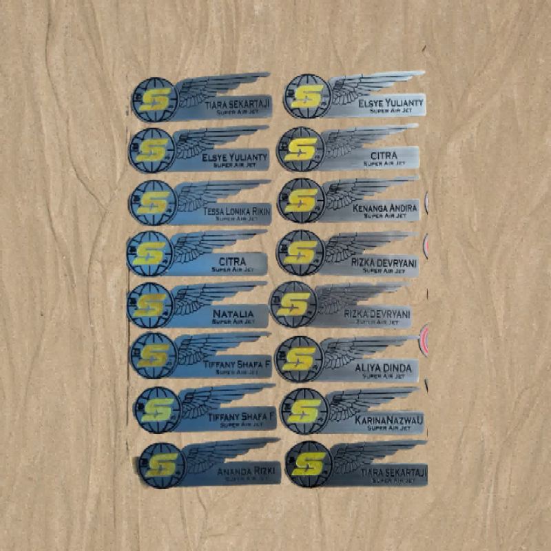 

Nametag Nama Dada Stainless Etching Grafir Nametag Super Air Jet | Bisa Custom Nama & Desain Logo
