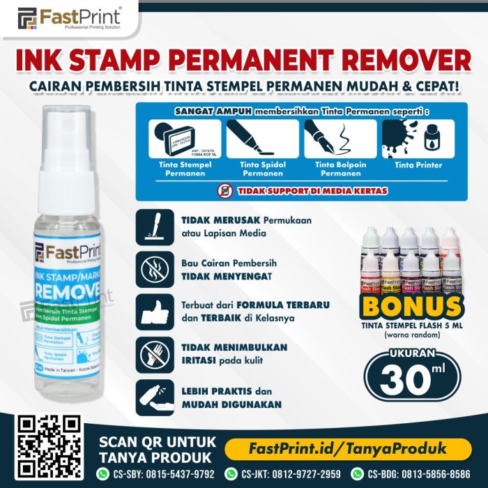 

Stm Fast Print Cairan Penghapus Pembersih Tinta Stempel Permanen 10 Ml