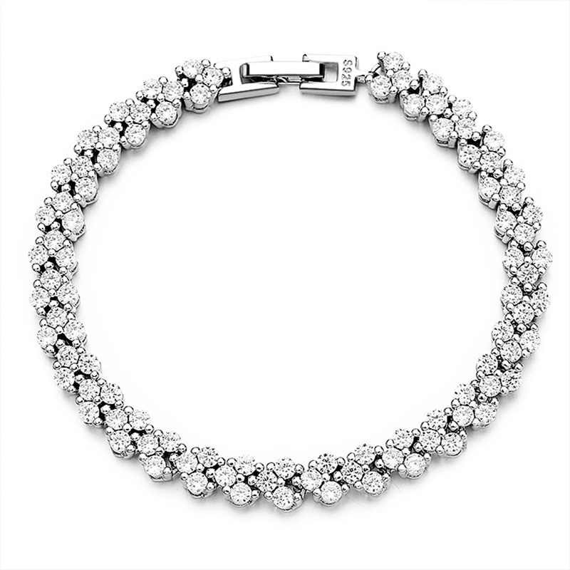 Fancyqube Sparkling Full Berlian Gra 925 Sterling Silver Perhiasan Gelang Pesta Pertunangan Pernikahan Untuk Wanita