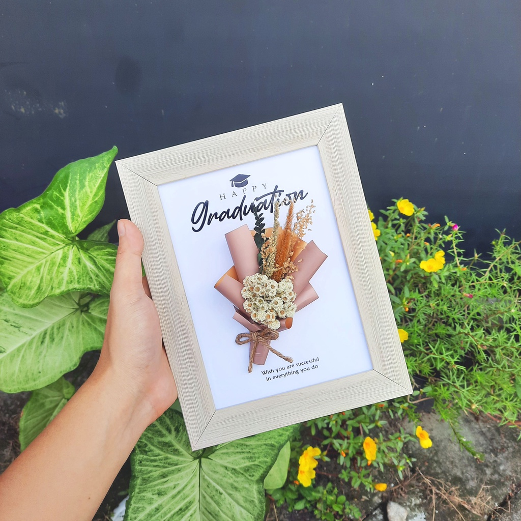5R Figura 3D Flower In Frame - Kado Wedding Graduation Anniversary Ulang Tahun