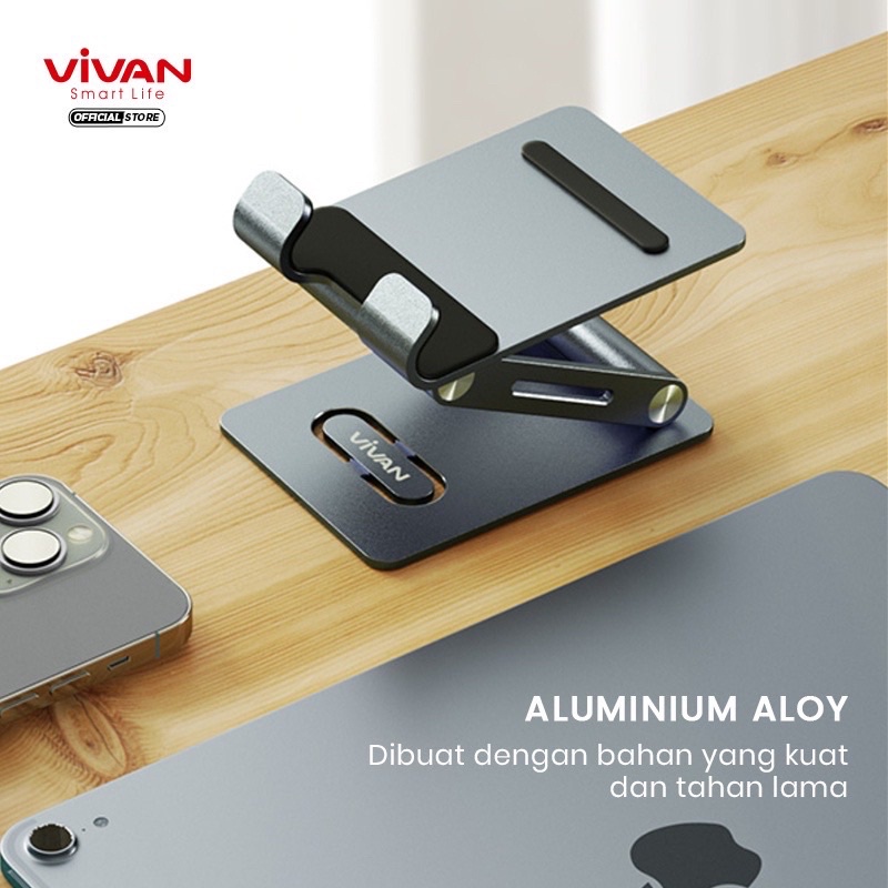 VIVAN VH03 Universal Stand Holder Smartphone Tablet Rotatable 270° Gray - Garansi Resmi 1 Tahun