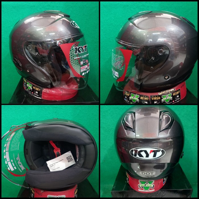 Helm Kyt Helm Kyoto Solid Gunmetal Glossy Original Kyt