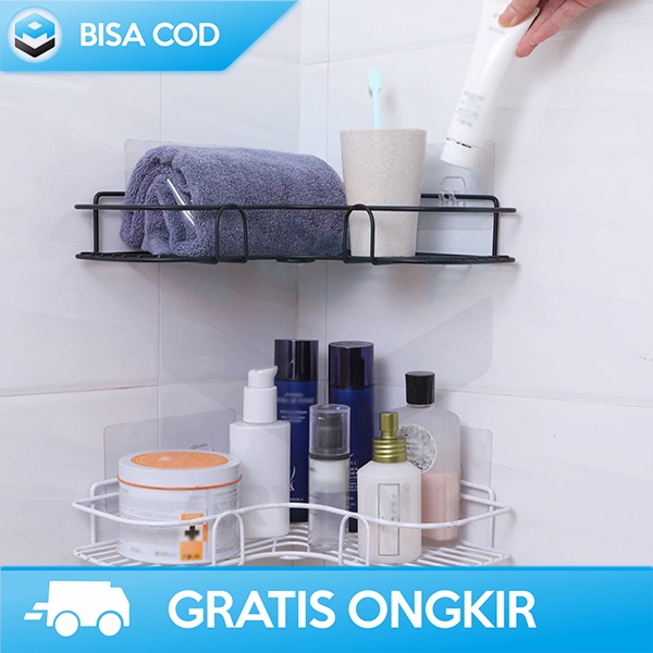 RAK SUDUT KAMAR MANDI STAINLESS BATHROOM ORGANIZER TEMPEL DINDING G49