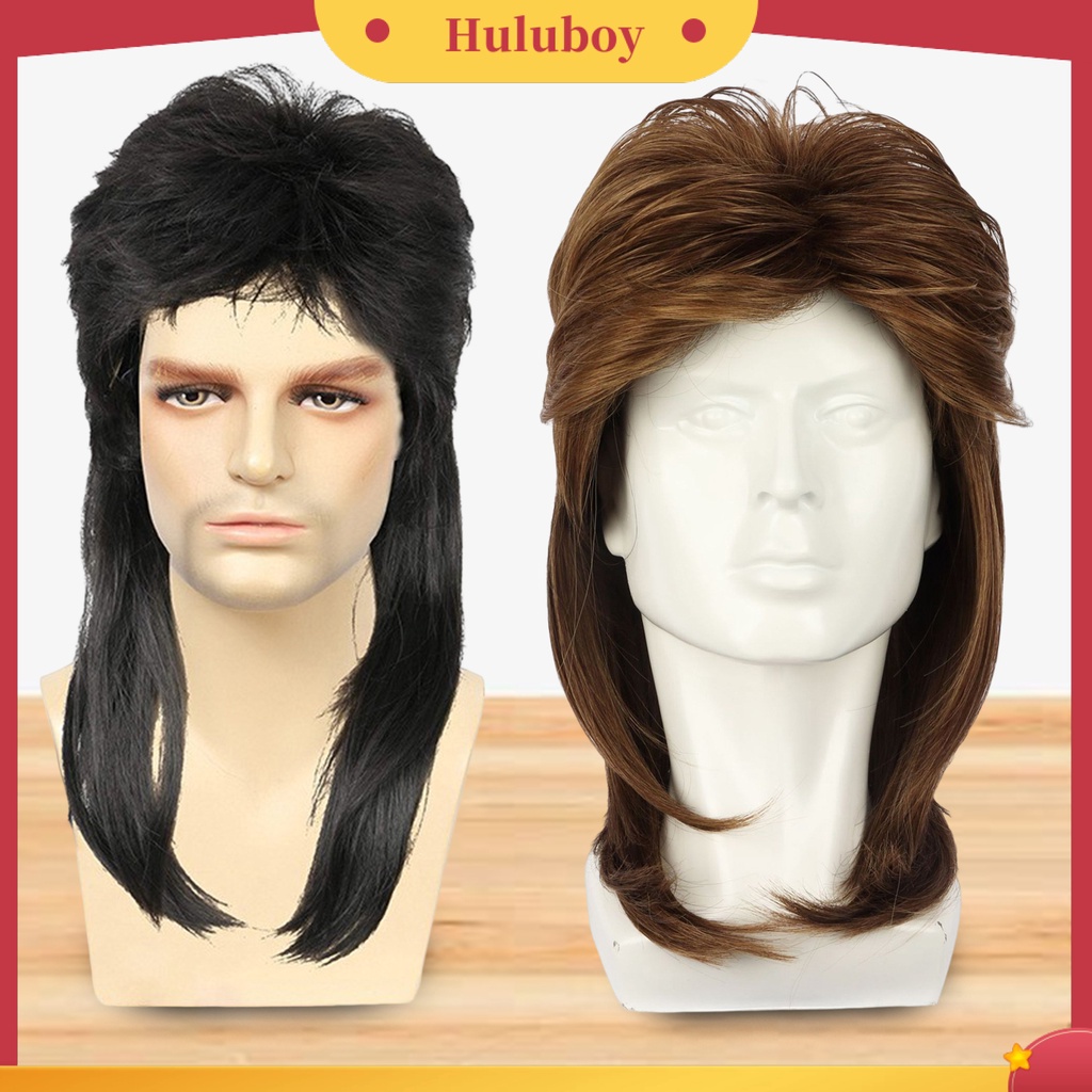 Wig Rambut Palsu Pria Model Pendek Tahan Panas Gaya Rock Untuk Pesta
