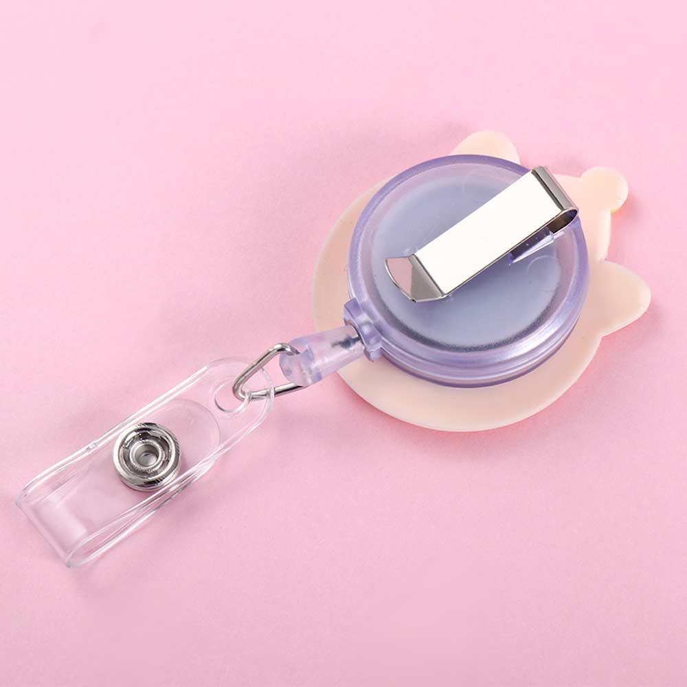 Quinton Retractable Badge Reel Perlengkapan Sekolah Bunny Chest Card Keys Lanyard Kartu Kerja Klip Beruang Name Card Holder